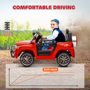 Qaba 12V Toyota LAND CRUISER Licensed Kids Car w/ Remote Control, Four Wheel Spring Suspension, Soft Start, LED Light, Red - Image 6
