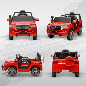 Qaba 12V Toyota LAND CRUISER Licensed Kids Car w/ Remote Control, Four Wheel Spring Suspension, Soft Start, LED Light, Red - Image 10