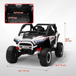 Qaba 2 Seater 24V 7AH Ride on Truck, Electric Car for Kids w/ Spring Suspension, Remote Lights, Horn, Music, White - Image 3