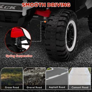 Qaba 2 Seater 24V 7AH Ride on Truck, Electric Car for Kids w/ Spring Suspension, Remote Lights, Horn, Music, White - Image 7