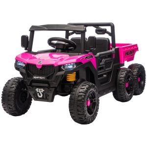 Qaba 24V 4WD Kids Ride On Truck with 6 Wheels Electric Ride On Car with Remote, Dump Bed for 3-8 Years, Pink - Image 18