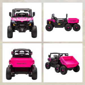 Qaba 24V 4WD Kids Ride On Truck with 6 Wheels Electric Ride On Car with Remote, Dump Bed for 3-8 Years, Pink - Image 32