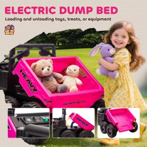 Qaba 24V 4WD Kids Ride On Truck with 6 Wheels Electric Ride On Car with Remote, Dump Bed for 3-8 Years, Pink - Image 22