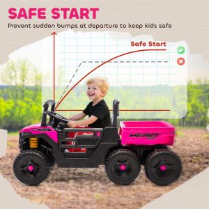 Qaba 24V 4WD Kids Ride On Truck with 6 Wheels Electric Ride On Car with Remote, Dump Bed for 3-8 Years, Pink - Image 24