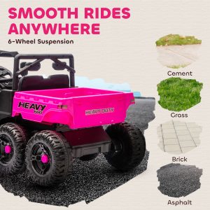 Qaba 24V 4WD Kids Ride On Truck with 6 Wheels Electric Ride On Car with Remote, Dump Bed for 3-8 Years, Pink - Image 25