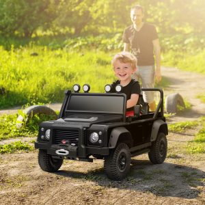 Qaba Land Rover Licensed Kids Ride on Truck with Remote Control, Spring Suspension, LED Lights, 3 Speed for Ages 3-5, Black - Image 1