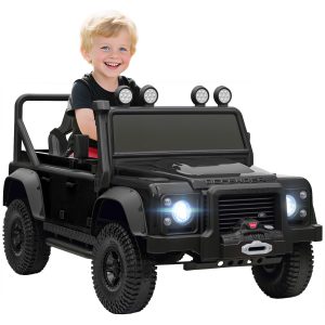 Qaba Land Rover Licensed Kids Ride on Truck with Remote Control, Spring Suspension, LED Lights, 3 Speed for Ages 3-5, Black - Image 21