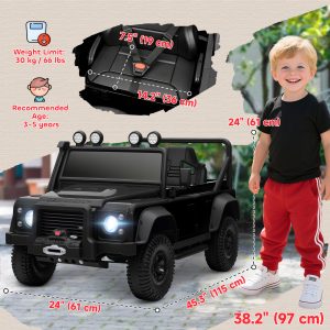 Qaba Land Rover Licensed Kids Ride on Truck with Remote Control, Spring Suspension, LED Lights, 3 Speed for Ages 3-5, Black - Image 13