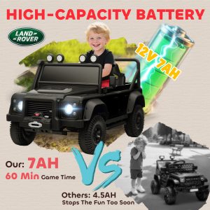Qaba Land Rover Licensed Kids Ride on Truck with Remote Control, Spring Suspension, LED Lights, 3 Speed for Ages 3-5, Black - Image 15