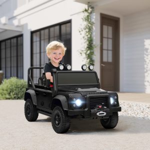Qaba Land Rover Licensed Kids Ride on Truck with Remote Control, Spring Suspension, LED Lights, 3 Speed for Ages 3-5, Black - Image 18