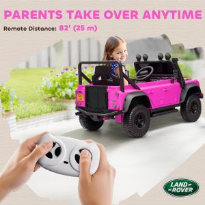Qaba Land Rover Licensed Kids Ride on Truck with Remote Control, Spring Suspension, LED Lights, 3 Speed for Ages 3-5, Pink - Image 17