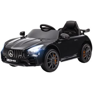 Qaba Mercedes-Benz AMG GTR Licensed 12V Battery Powered Kids Electric Car w/ Remote, Soft Start, Lights, Music Horn, Black - Image 2
