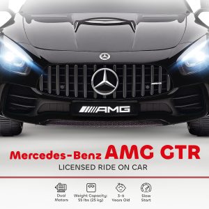 Qaba Mercedes-Benz AMG GTR Licensed 12V Battery Powered Kids Electric Car w/ Remote, Soft Start, Lights, Music Horn, Black - Image 4