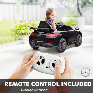 Qaba Mercedes-Benz AMG GTR Licensed 12V Battery Powered Kids Electric Car w/ Remote, Soft Start, Lights, Music Horn, Black - Image 7