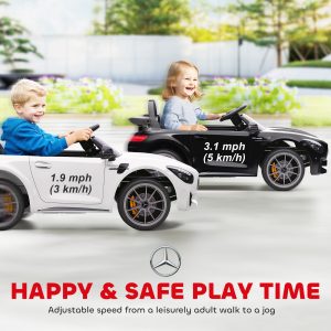 Qaba Mercedes-Benz AMG GTR Licensed 12V Battery Powered Kids Electric Car w/ Remote, Soft Start, Lights, Music Horn, Black - Image 9