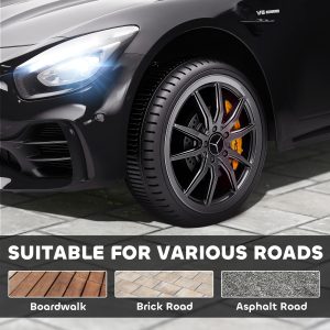 Qaba Mercedes-Benz AMG GTR Licensed 12V Battery Powered Kids Electric Car w/ Remote, Soft Start, Lights, Music Horn, Black - Image 10