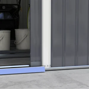 Outsunny 11.2ft x 12.5ft Practical Backyard Garden Storage Tool Shed 4 Ventilation Slots Double Sliding Door, Grey - Image 7