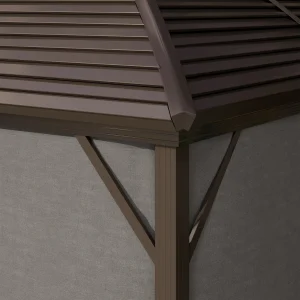 3 x 4 m Patio Aluminium Gazebo Hardtop Metal Roof Canopy Party Tent Garden Outdoor Shelter w/Mesh & Side Walls - Image 9