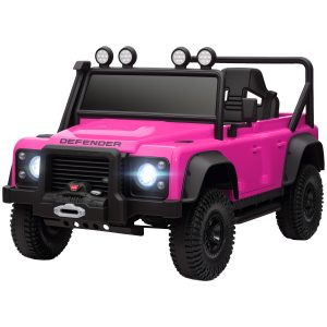 Qaba Land Rover Licensed Kids Ride on Truck with Remote Control, Spring Suspension, LED Lights, 3 Speed for Ages 3-5, Pink - Image 2
