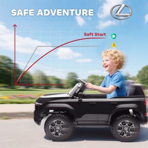 Qaba 12V Ride On Car, Licensed Lexus GX550, 2-Seater Kids Electric Vehicle with Remote Control and Suspension System, Black - Image 7