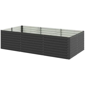 8' x 4' x 2' Raised Garden Bed, Galvanized Planter Box for Growing Flowers, Herbs and Vegetables, Dark Grey - Image 2