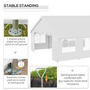 Outsunny Heavy Duty Party Tent, 19.5' x 19' Large Sun Shade Canopy Tent for Parties, Events, BBQ Grill, White - Image 7