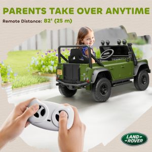Qaba Land Rover Licensed Kids Ride on Truck with Remote Control, Spring Suspension, LED Lights, 3 Speed, Dark Green - Image 7
