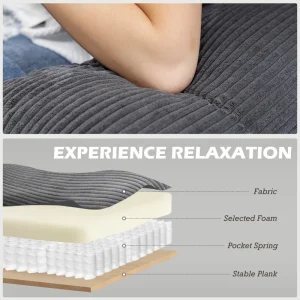 HOMCOM U Shape Couch with Double Chaise Lounge, Modern 4 Seater Sofa with Wooden Legs, Fabric Sofa for Living Room, Dark Grey - Image 9