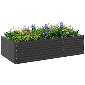 8' x 4' x 2' Raised Garden Bed, Galvanized Planter Box for Growing Flowers, Herbs and Vegetables, Dark Grey - Image 1