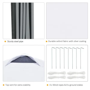 Outsunny 10' x 10' Pop Up Canopy Tent with Airy Top Vents and Wheeled Carry Bag for Outdoor, Garden, Patio, White - Image 10