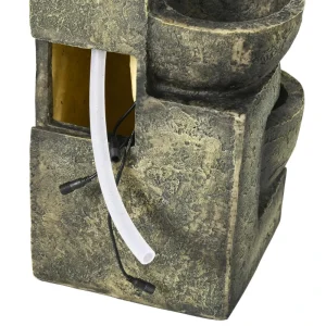 Outdoor Fountain Cascading Waterfall with 4-Tier Stone Look Bowls, Adjustable Flow & LED Lights for Patio Garden - Image 10