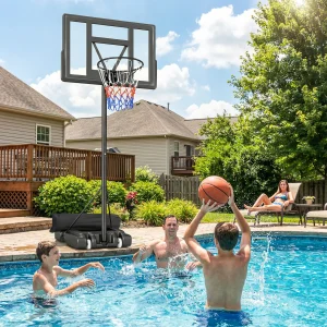 Soozier Basketball Hoop Stand Outdoor, 4.4–10 ft Single Hand Rotation Adjustable with Shatterproof Backboard & Weight Bag - Image 10