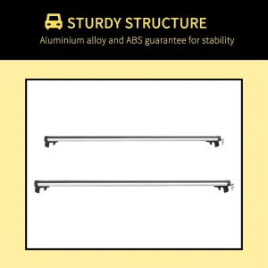 2pc Roof Rack Car Roof Top Lockable Aluminum Cross Bars Adjustable Baggage Luggage Carrier, Silver (49") - Image 3