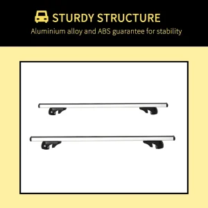 2pc Roof Rack Car Roof Top Lockable Aluminum Cross Bars Adjustable Baggage Luggage Carrier, Silver (53") - Image 3
