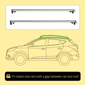 2pc Roof Rack Car Roof Top Lockable Aluminum Cross Bars Adjustable Baggage Luggage Carrier, Silver (49") - Image 4