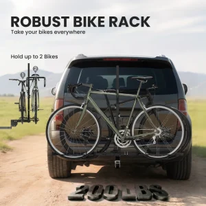 Hitch Bike Rack for Car, 200 lbs 2 Bike Rack with Platform Style, Safety Strap for 2" Receiver, Black - Image 4