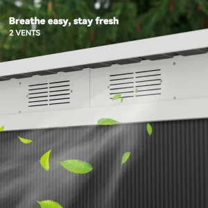 9x4 Outdoor Storage Shed Galvanized Steel Garden Shed with Foundation Kit, Ventilation & Doors, Dark Grey - Image 7