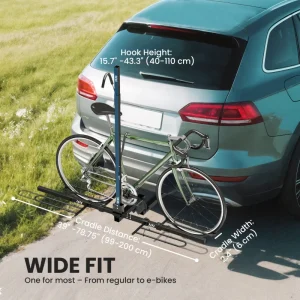 Hitch Bike Rack for Car, 200 lbs 2 Bike Rack with Platform Style, Safety Strap for 2" Receiver, Black - Image 7
