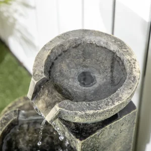 Outdoor Fountain Cascading Waterfall with 4-Tier Stone Look Bowls, Adjustable Flow & LED Lights for Patio Garden - Image 8