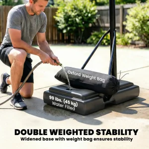 Soozier Basketball Hoop Stand Outdoor, 4.4–10 ft Single Hand Rotation Adjustable with Shatterproof Backboard & Weight Bag - Image 6