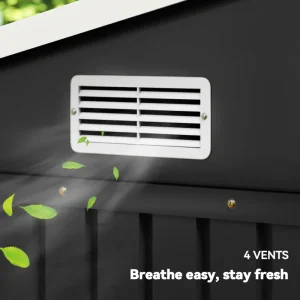 Outsunny 12' x 10' Metal Shed, Heavy Duty Outdoor Storage Shed with 4 Vents and Lockable Double Doors, Dark Grey - Image 10