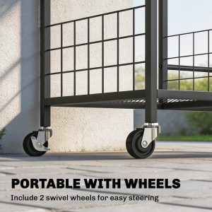 Outsunny Garden Tool Organizer for Garage, 3-Tier Yard Tool Storage Rack with 74 Slots, 4 Wheels and 11 Hooks - Image 6