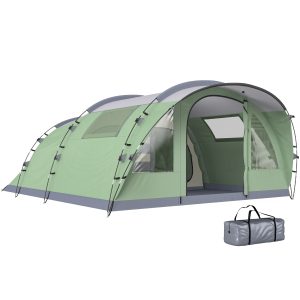 Outsunny Multi-Room Camping Tent for 2-4 Person, Easy Set up Large Family Tent with 4 Windows, Porch, Light Green - Image 11