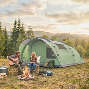 Outsunny Multi-Room Camping Tent for 2-4 Person, Easy Set up Large Family Tent with 4 Windows, Porch, Light Green - Image 8