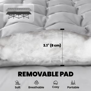 Outsunny Set of 2 Camping Cot with Soft Pad, 32" Extra Wide Folding Cots with Non-Slip Feet and Carry Bag, Grey - Image 4