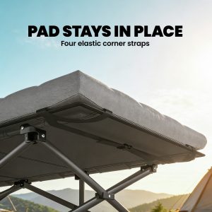 Outsunny Set of 2 Camping Cot with Soft Pad, 32" Extra Wide Folding Cots with Non-Slip Feet and Carry Bag, Grey - Image 6