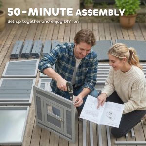 PawHut Large Chicken Coop, Wooden Hen House with Covered Run, Nesting Box, Pull-Out Tray, Opening Asphalt Roof - Image 10