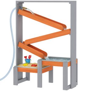 Qaba Wooden Sandbox, Kids Sand and Water Table with Waterway Track and Dual Boxes, Sensory Table for Outdoor, Grey - Image 2