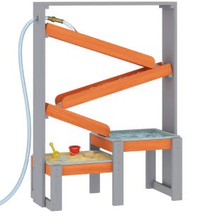 Qaba Wooden Sandbox, Kids Sand and Water Table with Waterway Track and Dual Boxes, Sensory Table for Outdoor, Grey - Image 11