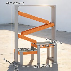 Qaba Wooden Sandbox, Kids Sand and Water Table with Waterway Track and Dual Boxes, Sensory Table for Outdoor, Grey - Image 3